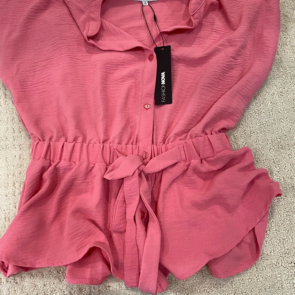 Fashion Nova Blush Button-Up Blouse